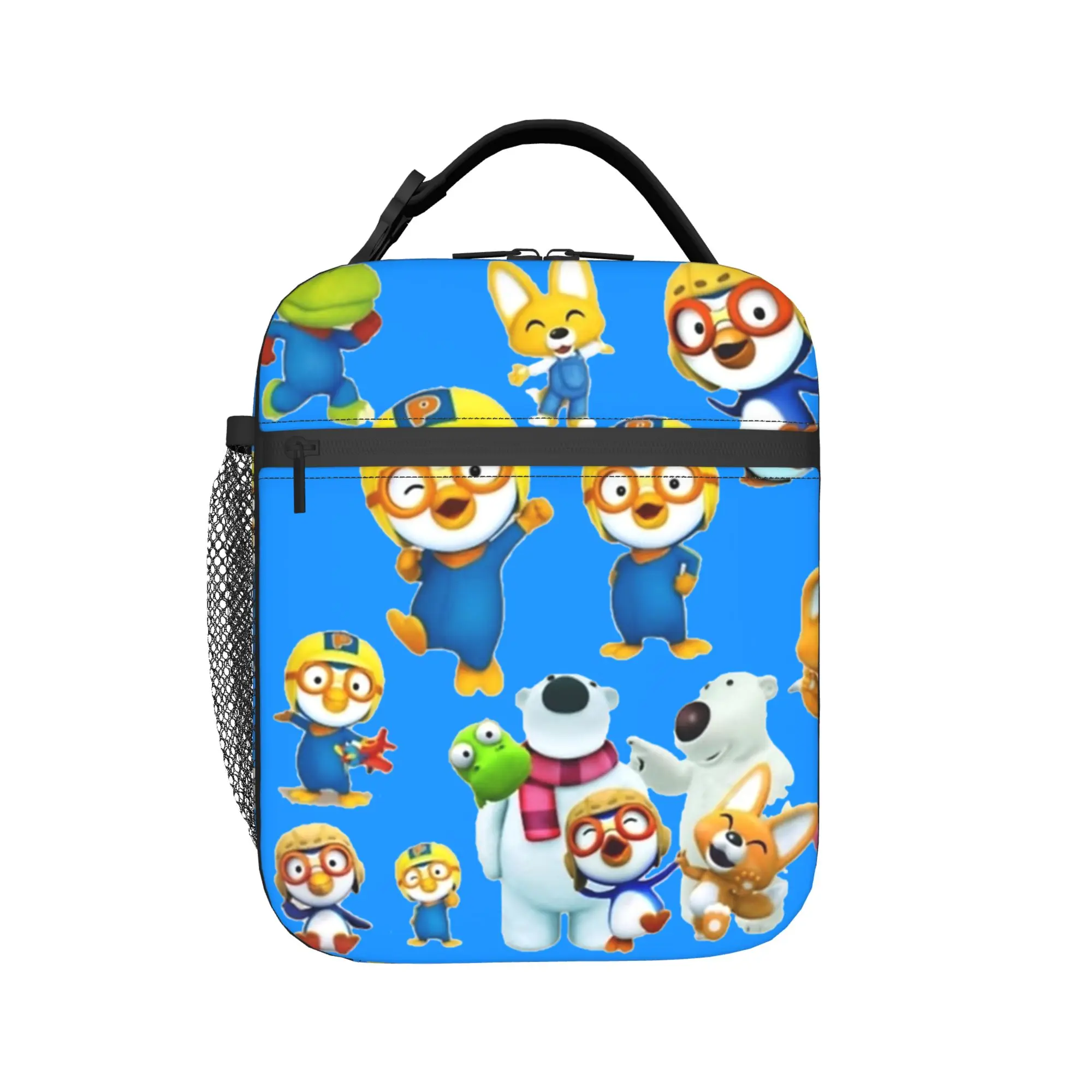 Pororos Penguin Cartoon Insulated Lunch Bag Large  Meal Container Thermal Bag Tote Lunch Box College  Travel Bento Pouch