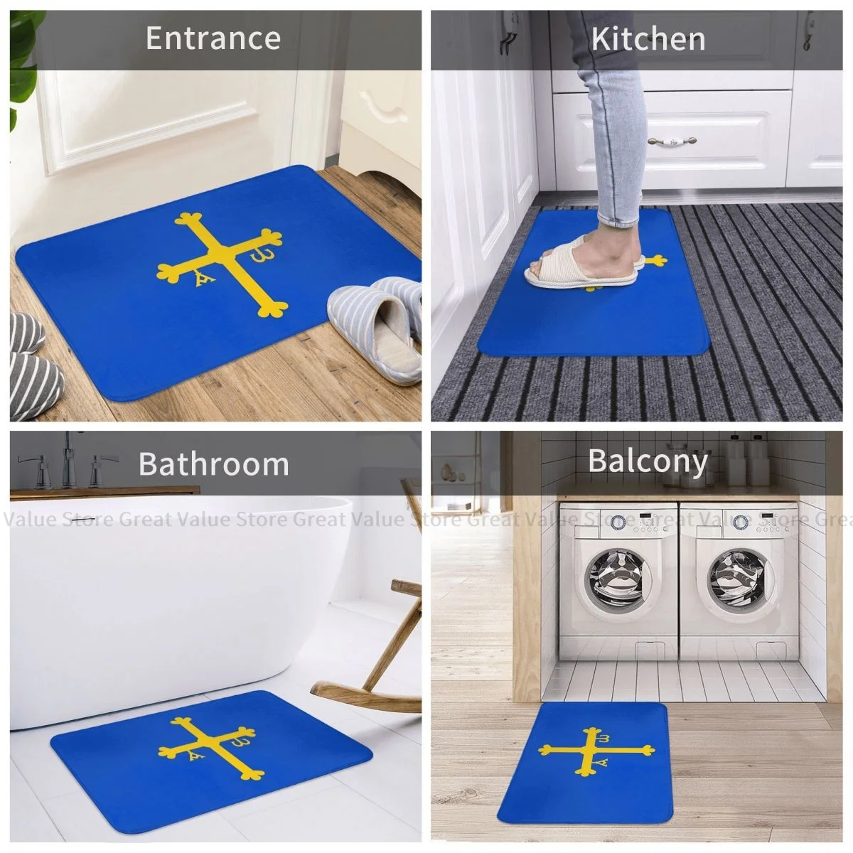 National Flag Bath Mat Flag Of Asturias Doormat Living Room Carpet Entrance Door Rug Home Decor