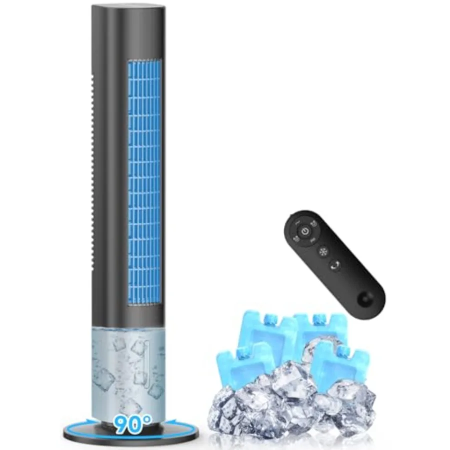 Bedroom portable air conditioner, evaporative cooler, white, no window needed, 35-inch with 3 speeds, 3 modes, 120 oscillation,