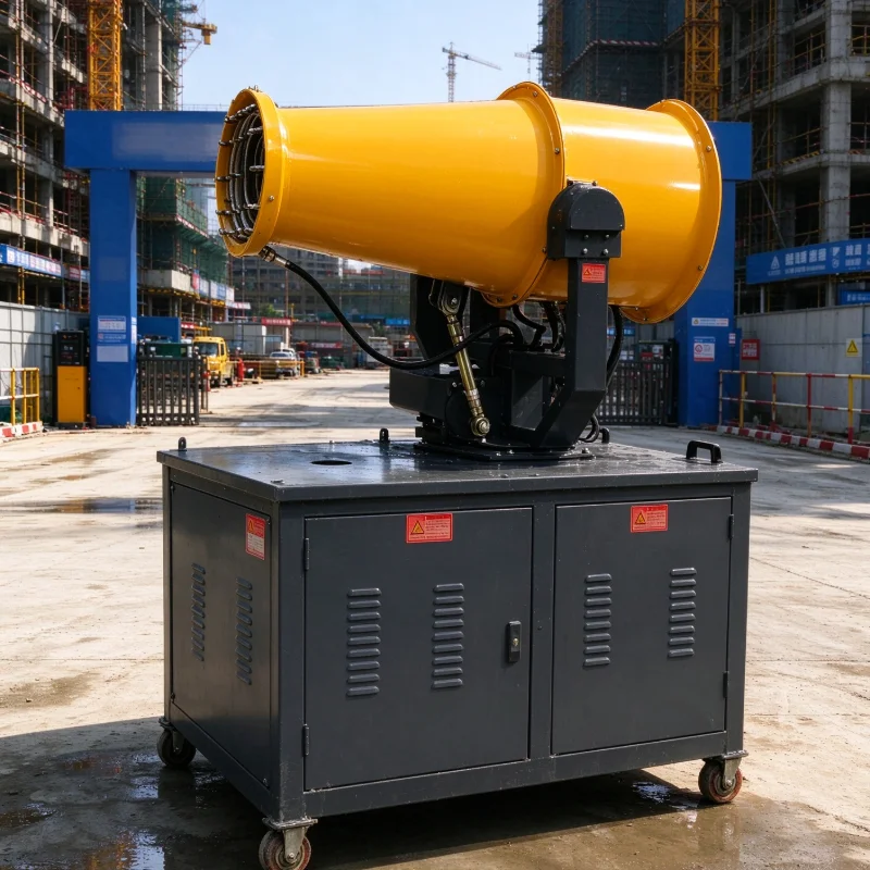 Mobile Water Cannon for Dust Suppression, Electric Fog Cannon with Motor Pump for Coal Yard, Mining Site Dust Removal Work