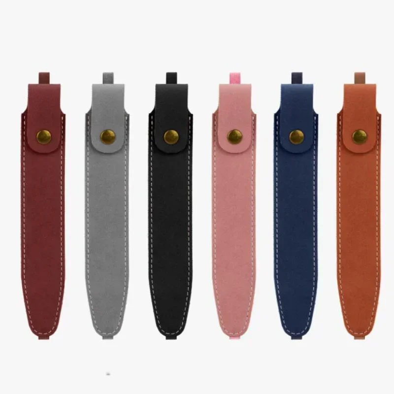 Fashion Non Slip Stylus Pen Case Retro Pu Leather Dust Proof Pencil Sleeve Single Notebook Pencil Bag Office Stationery Supplies