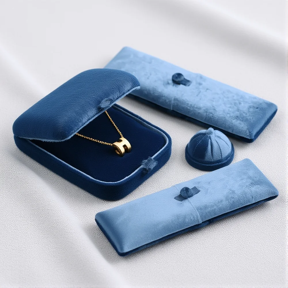 

Бархатная шкатулка для драгоценностей, компактный двойной открывающийся футляр для драгоценностей, синий органайзер, роскошная коробка для хранения колец для подарочной упаковки, дома