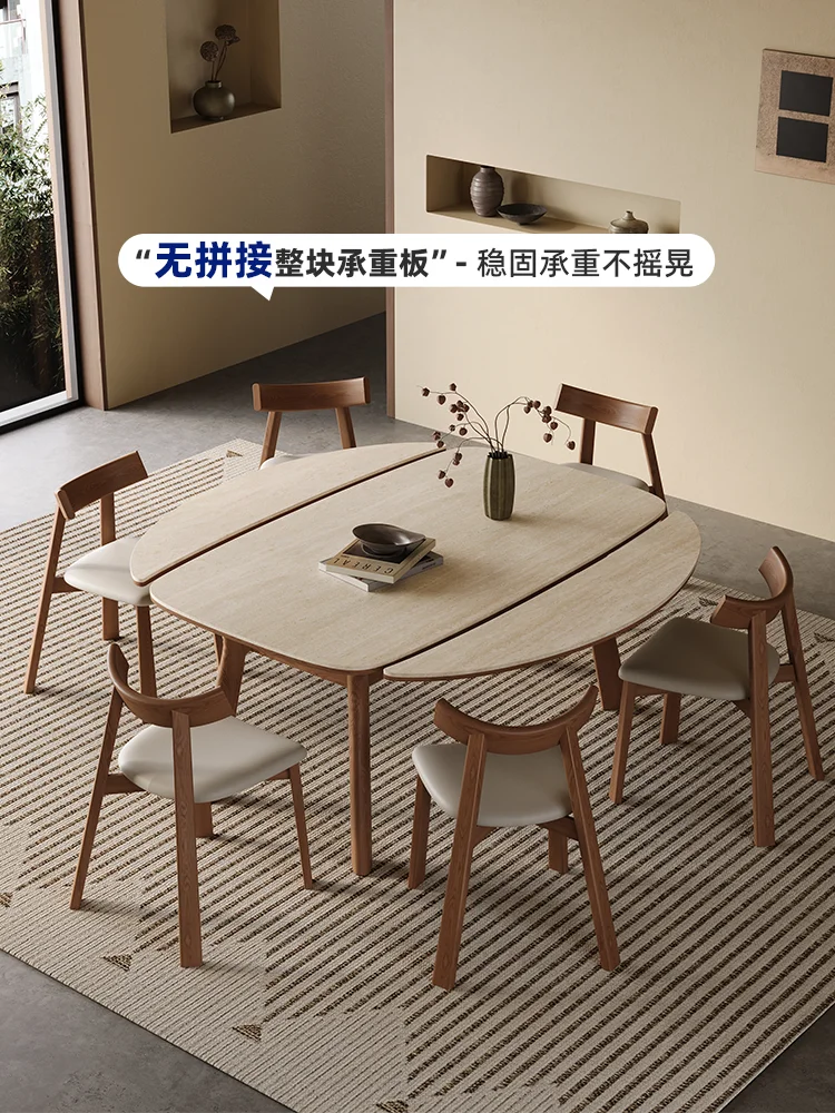 طاولة طعام من الخشب الصلب قابلة للسحب، طاولة طعام منزلية فاخرة وخفيفة وبسيطة وحديثة وقابلة للطي في العصور الوسطى