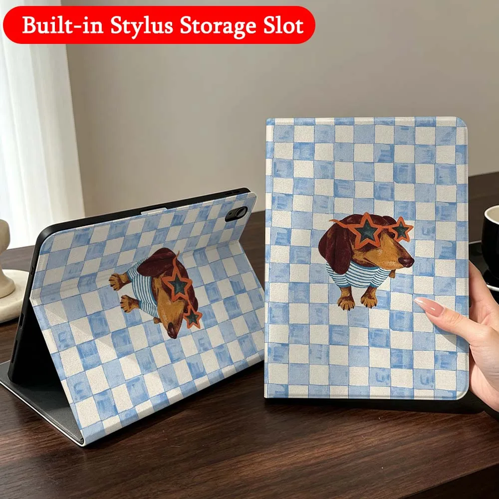 

Creative Grid Cat Dog For iPad Mini Pro Air 5 6 7 8 9 11 9.7 7.9 10.9 13 12.9 inch Folding Automatic Sleep/Make Tablet Case