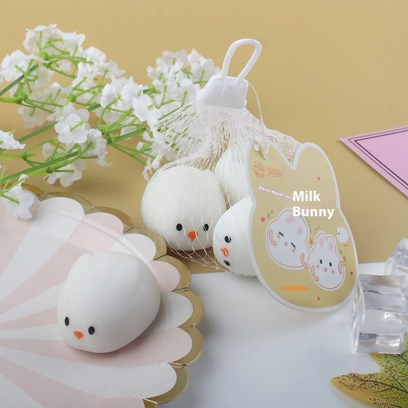 Schattig kinderstress speelgoed melk konijn knijpbal zacht schattig huisdier ontwerp klein cadeau voor kinderen drukregelaar