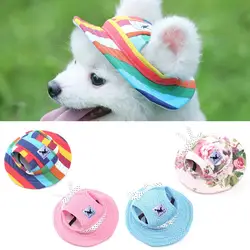 Dog Cap With Ear Holes for Small Dogs Canvas Cap Dog Baseball Beach Visor Hat Puppy Outdoor Cap