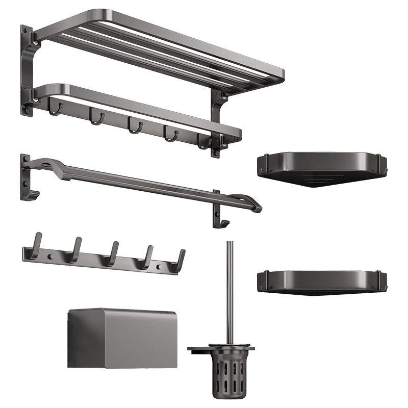 

Towel rack, no punching, space aluminum, bathroom rack, hook, towel rack.