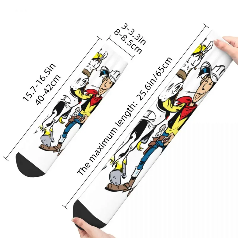 Lucky Luke-calcetines de dibujos animados para hombre y mujer, medias de tubo medio a la moda, estilo Hip Hop, ideal para regalo, primavera, verano, Otoño e Invierno