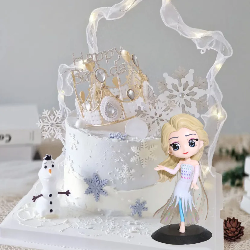 15cm Disney Q Posket Frozen Queen Princess Elsa Figurine Model Toys Cake Figure Ornament Dolls Present Home Decor Birthday Gifts