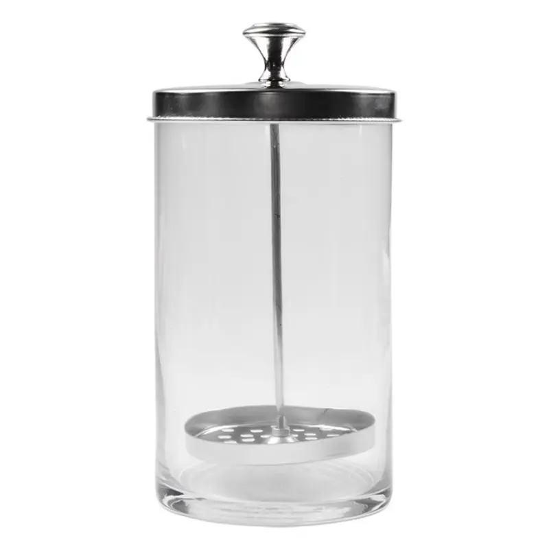 

Nail Tool Disinfectant Jar - Glass Sterilizer With Removable Strainer Tray - For Manicure & Barber Supplies Storage
