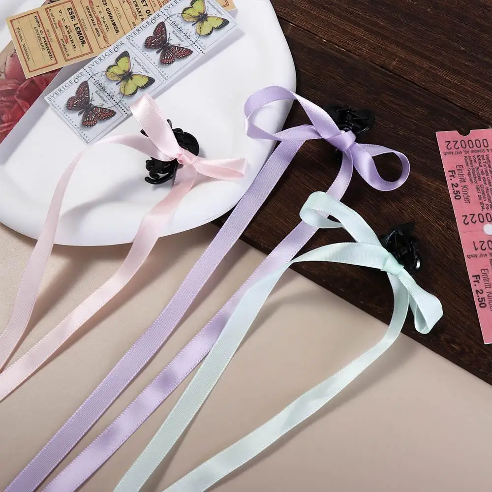 Hair Tool Cloth Ribbon Bowknot Geometry Shape Korean Style Headwear Small Hair Claw Balletcore Bow Hairpin Girl Hair Clip