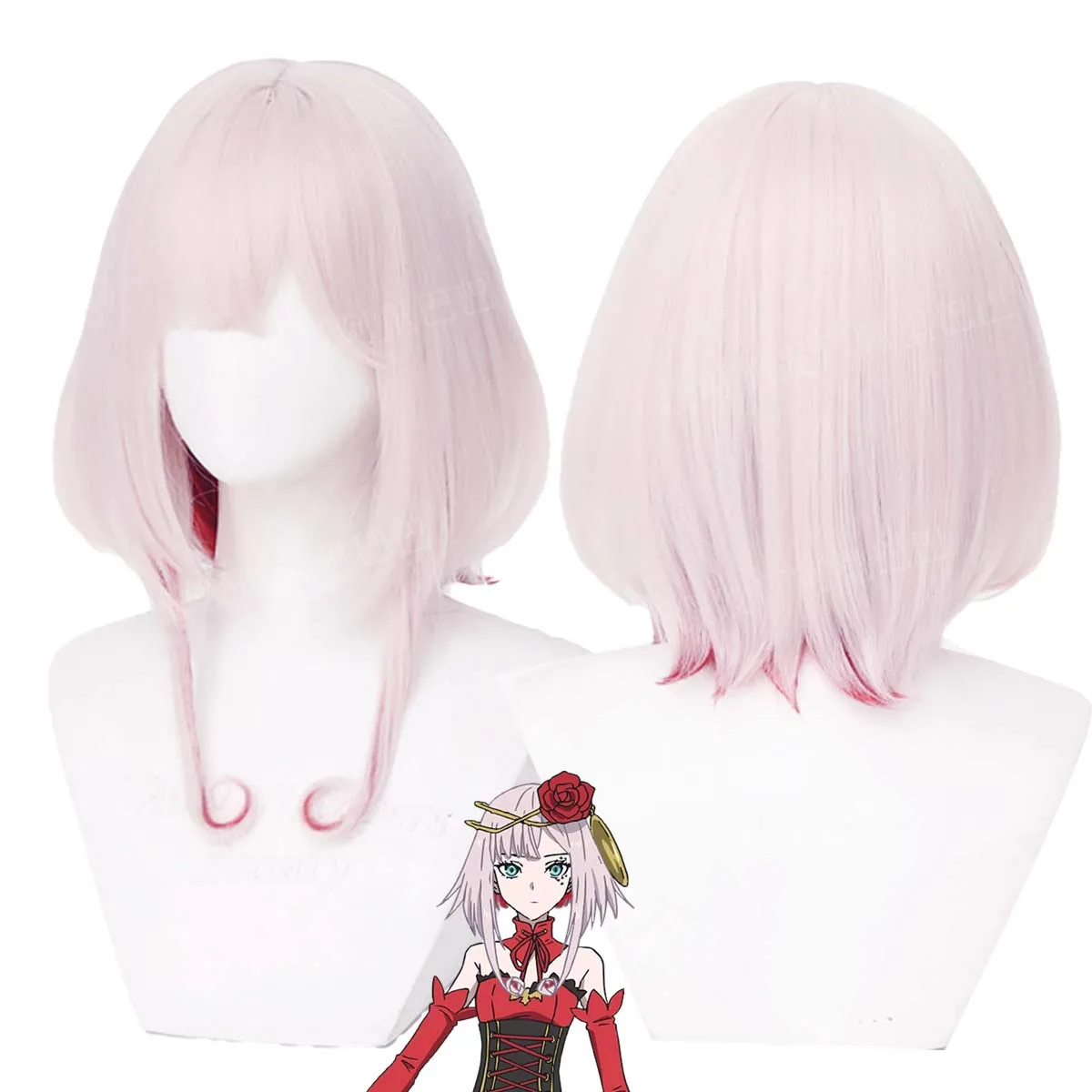 

Women Anime Takt op. Destiny Cosplay Destiny Pink Mixed Red Heat Resistant Synthetic Hair Wig