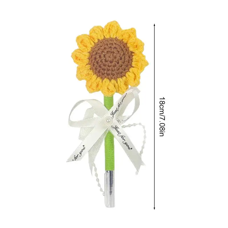 Bolígrafos de girasol, recuerdos de fiesta, bolígrafos hechos a mano, flores tejidas, suministros de papelería antideslizantes para profesores, niñas, mujeres y invitados