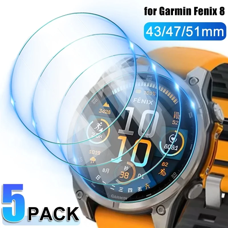 

5pcs/lot Tempered Glass Watch For Garmin Fenix 8 43mm/47mm/51mm Screen Protector Film For FenixE 47mm Smart Watch