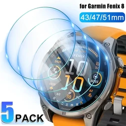 5pcs/lot Tempered Glass Watch For Garmin Fenix 8 43mm/47mm/51mm Screen Protector Film For FenixE 47mm Solar Smart Watch