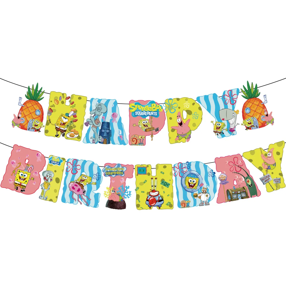 17pcs Cartoon Sponge-bob Cake Topper Set Cake insertion card Birthday Party Cake Decoration Party Decoration Supplies