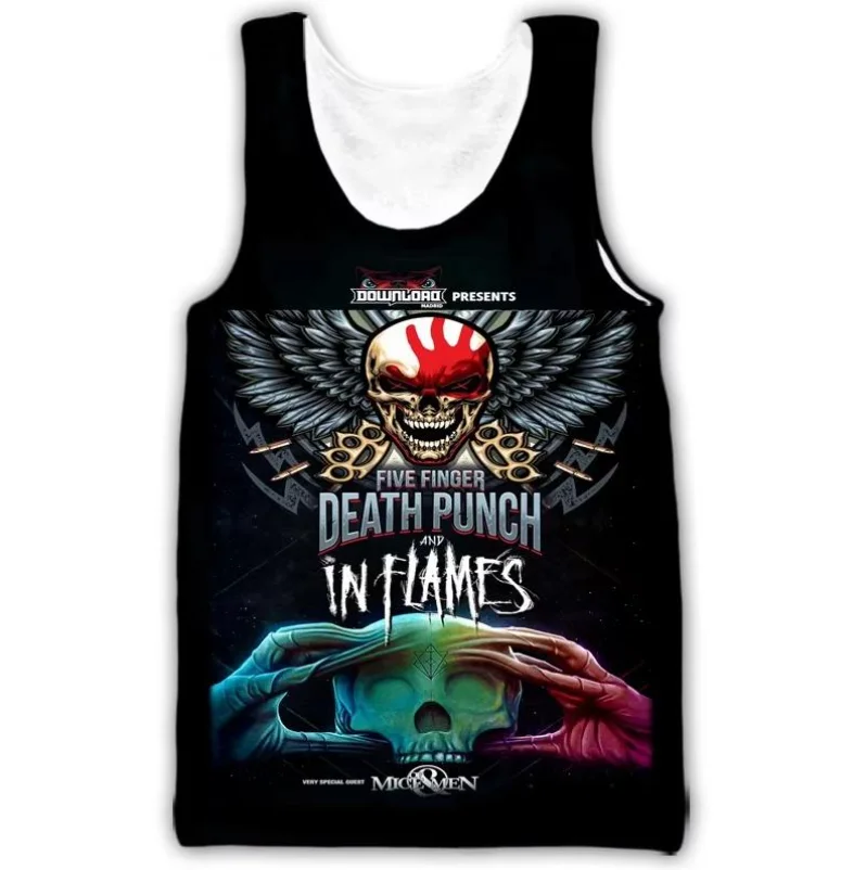 Five Fingers Death Punch Tank Tops 3D Print Streetwear Men's Fashion Oversized Sleeveless Tank Top Fitness Gym Vest Man Clothes