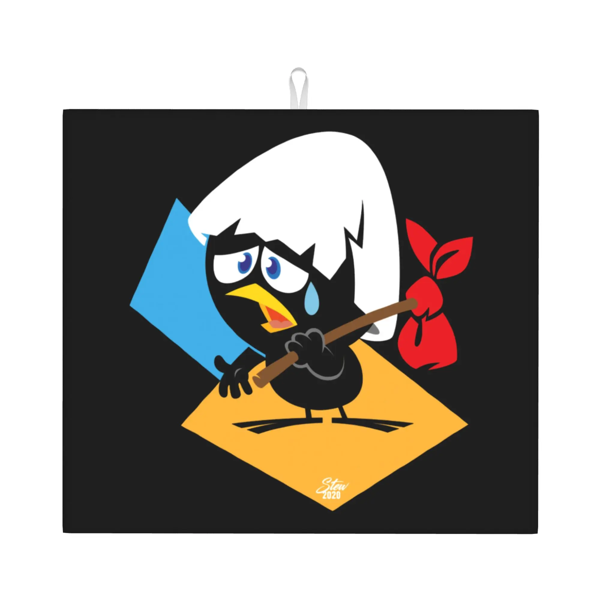 Cartoon Chiken Calimero Non Slip Kitchen Counter Protector Mat Barware Tableware Reusable  Bathroom Drying Mat For Kitchen