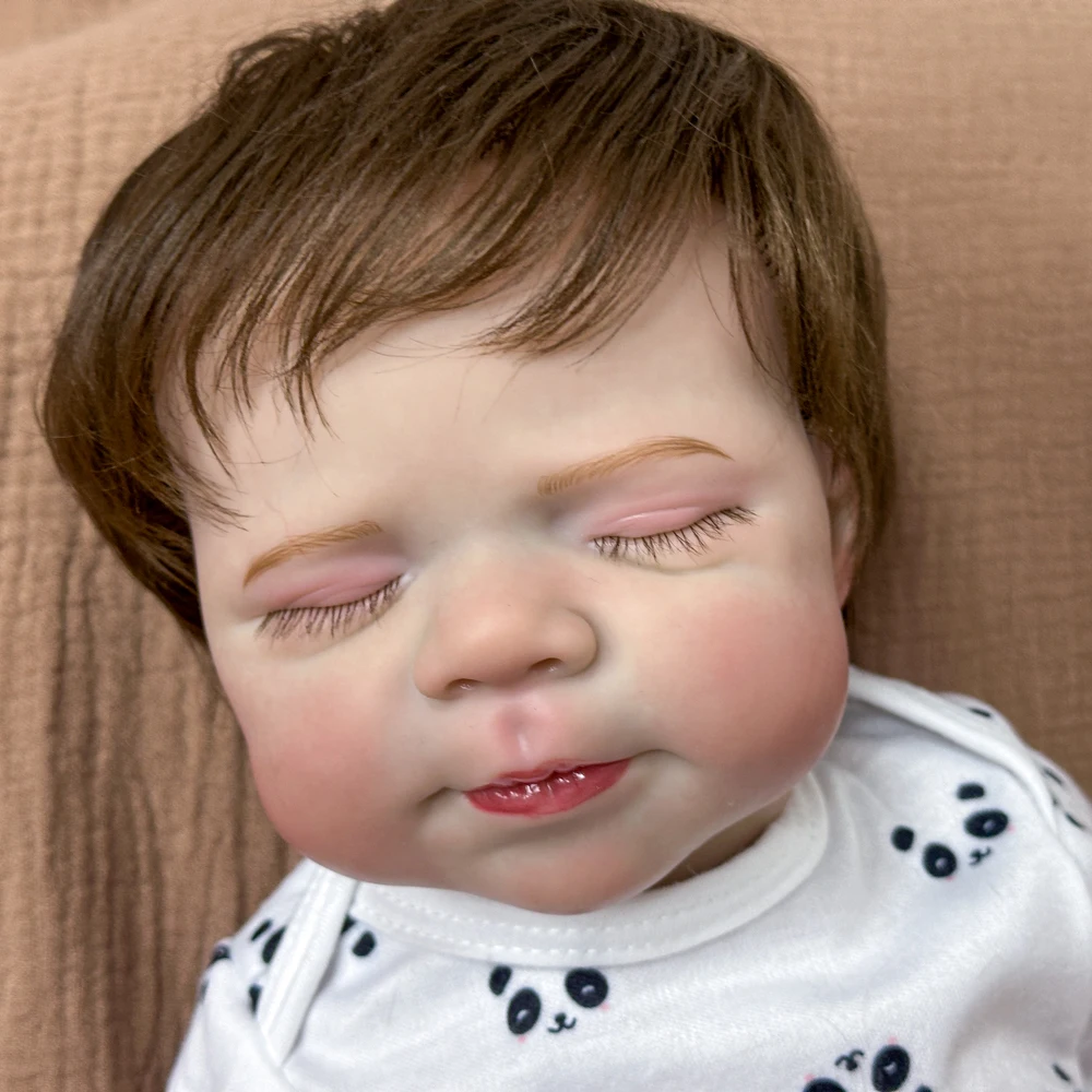 Muñeca Reborn de vinilo edición coleccionable de 20 pulgadas |   Conjunto de traje de panda |   Pelo hecho a mano |   Linda expresión de porciones de ojos cerrados |