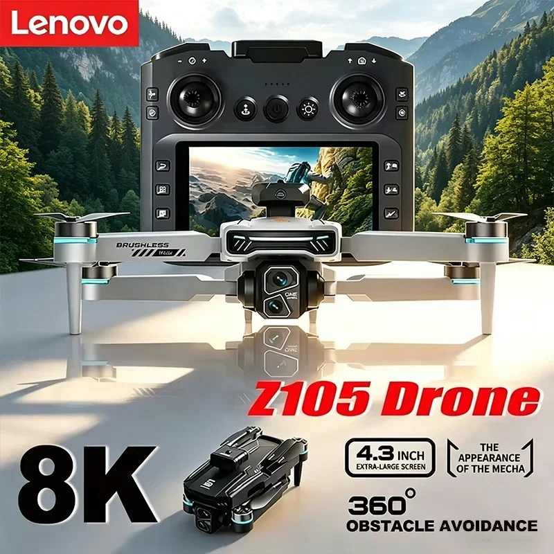 Lenovo Z105 Professional HD 4K Drone with Dual Camera Optical Flow Positioning Brushless Motor Foldable Large Screen RC Toy for