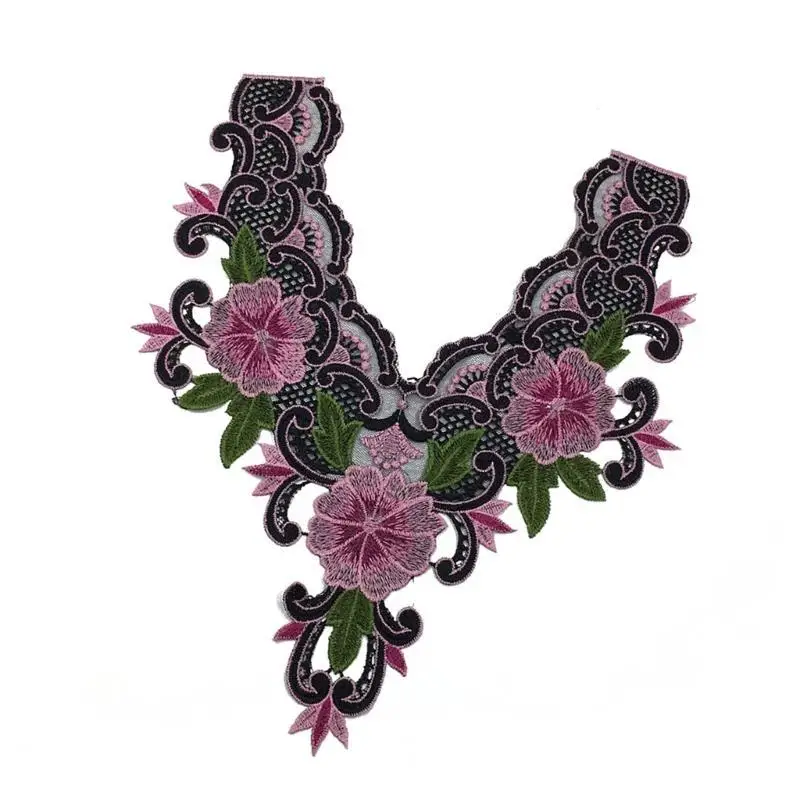 

652F Lace Flower Decoration Appliques Stylish Lace Embroidery Collar Wedding Collar