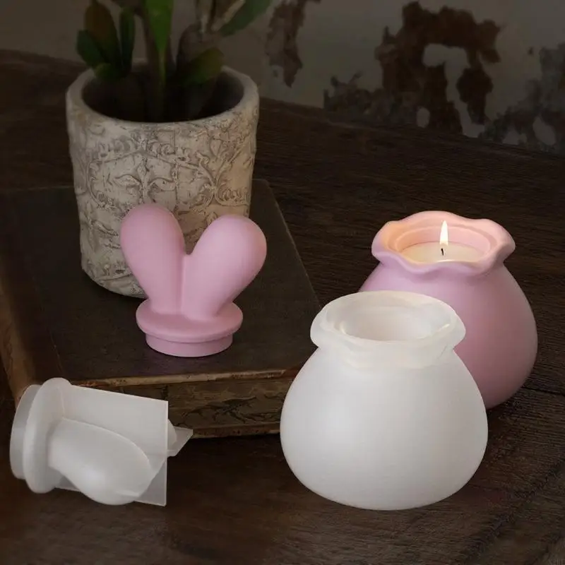 

N2UE Silicone Storage Box Mould Rabbits Ear Shaped Jewelry Box Moulds Resin Mold Storage Container Molds with Lid for Crafts