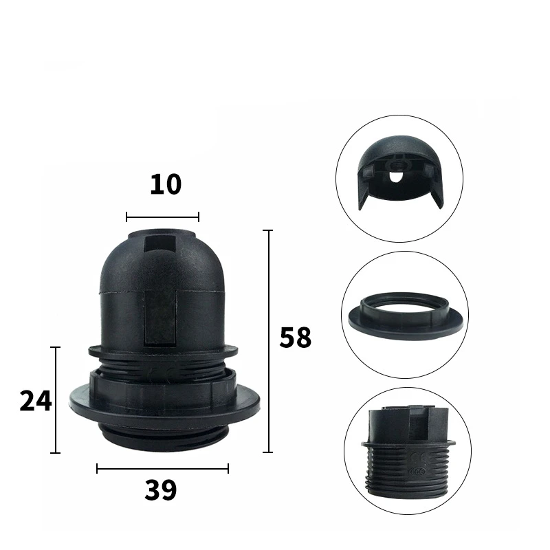 4 قطع البلاستيك مصباح مآخذ أبيض أو أسود قاعدة E27 المناسب الفينول امفولدر مع أو بدون أصحاب الظل