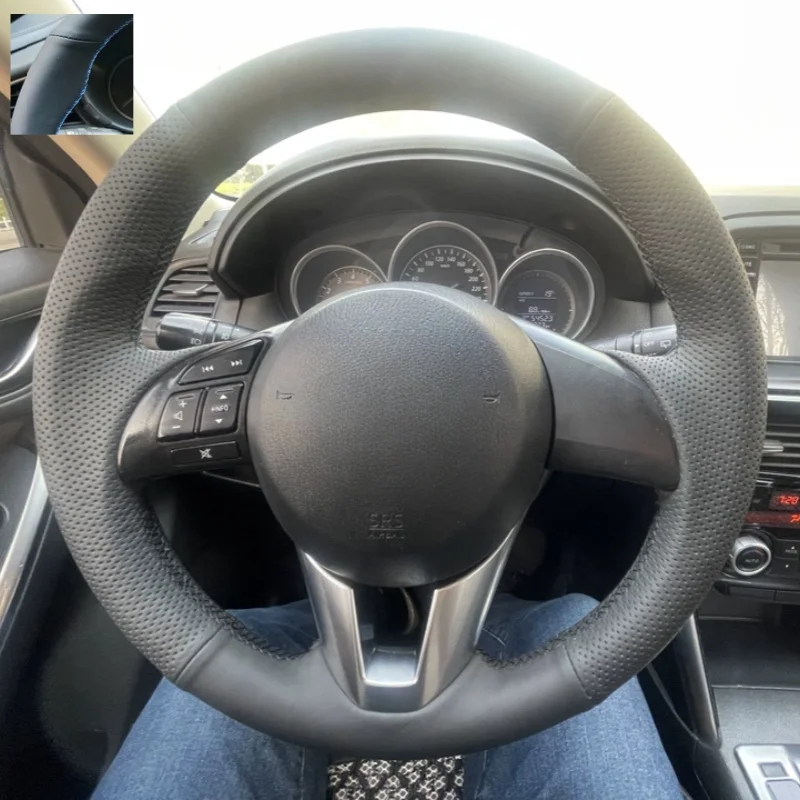 

Braid Car Steering Wheel Cover Wrap Hand Sewing Genuine Leather For Mazda 3 Axela Mazda 6 Atenza Mazda 2 CX-3 CX3 CX-5 CX5 Scion