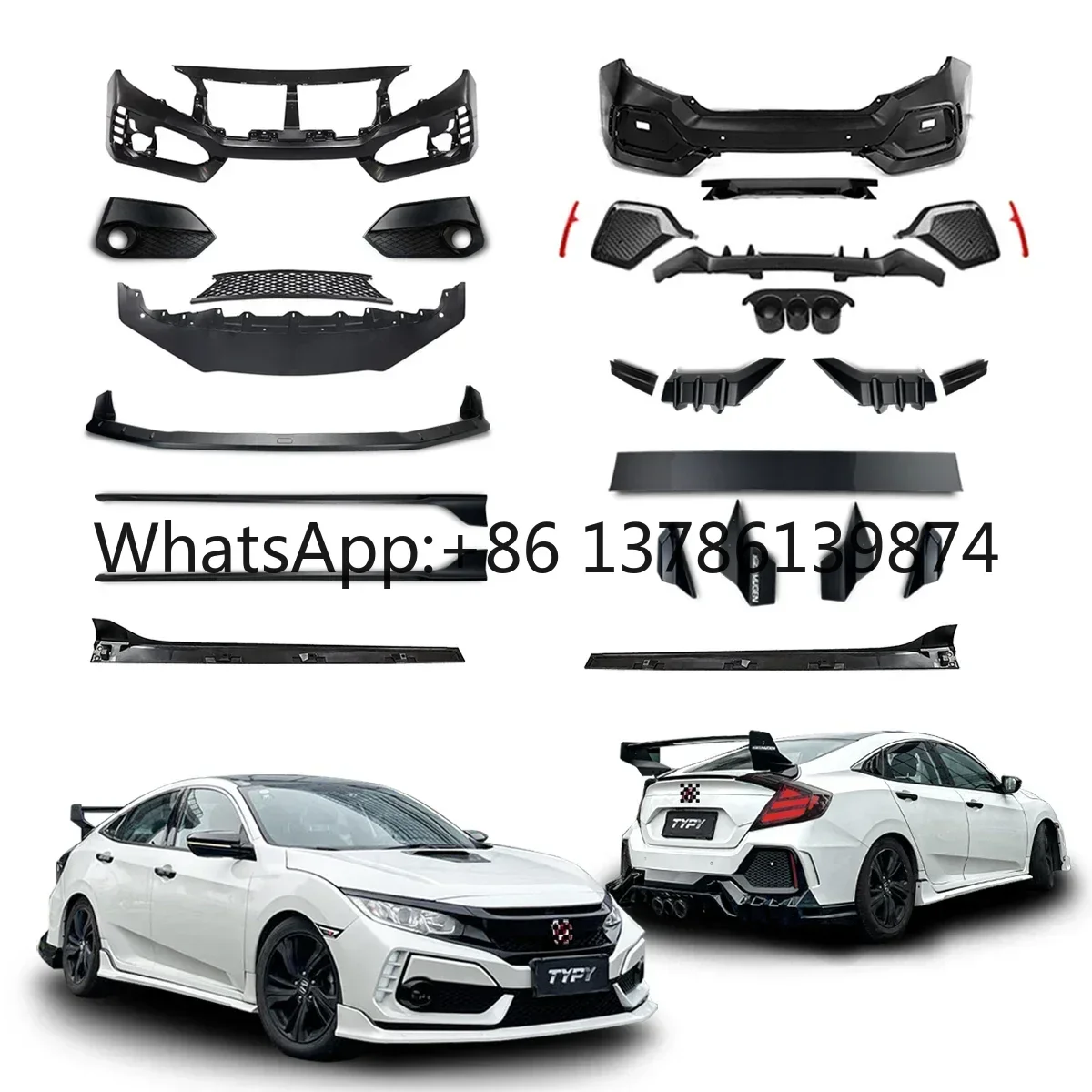 

Car Body Kit Mugen Style For 10th FK7 Sedan Hatchback Front Rear Bumper Lip Rear Spoiler Tailpiece Type R Style Kit