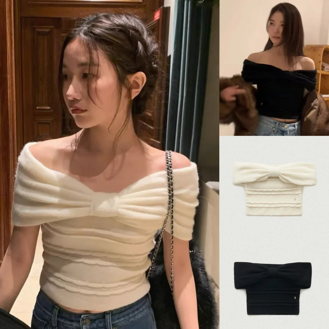 

Женский вязаный свитер Ele Knot на одно плечо Slim Fit Sle Commute Faion Tee Quarter Sve Ultra ort L...