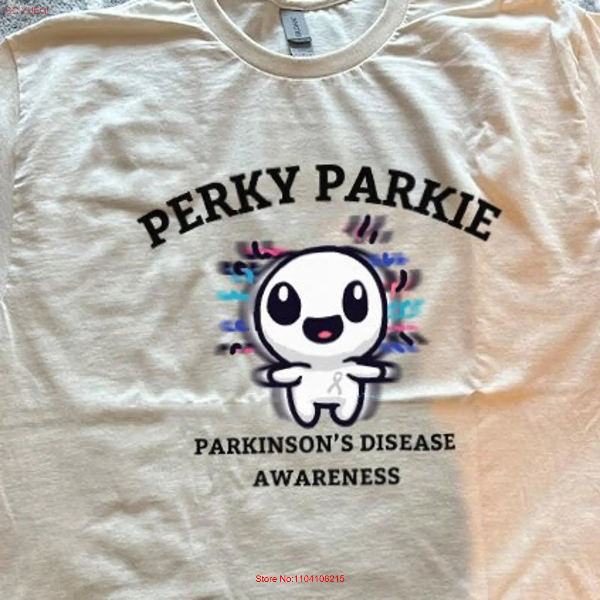 Parkinson's Awareness T Shirt Funny Perky Parkie Statement Cartoon Aesthetic Grey Ribbon Apparel Cute Neurodivergence Humor