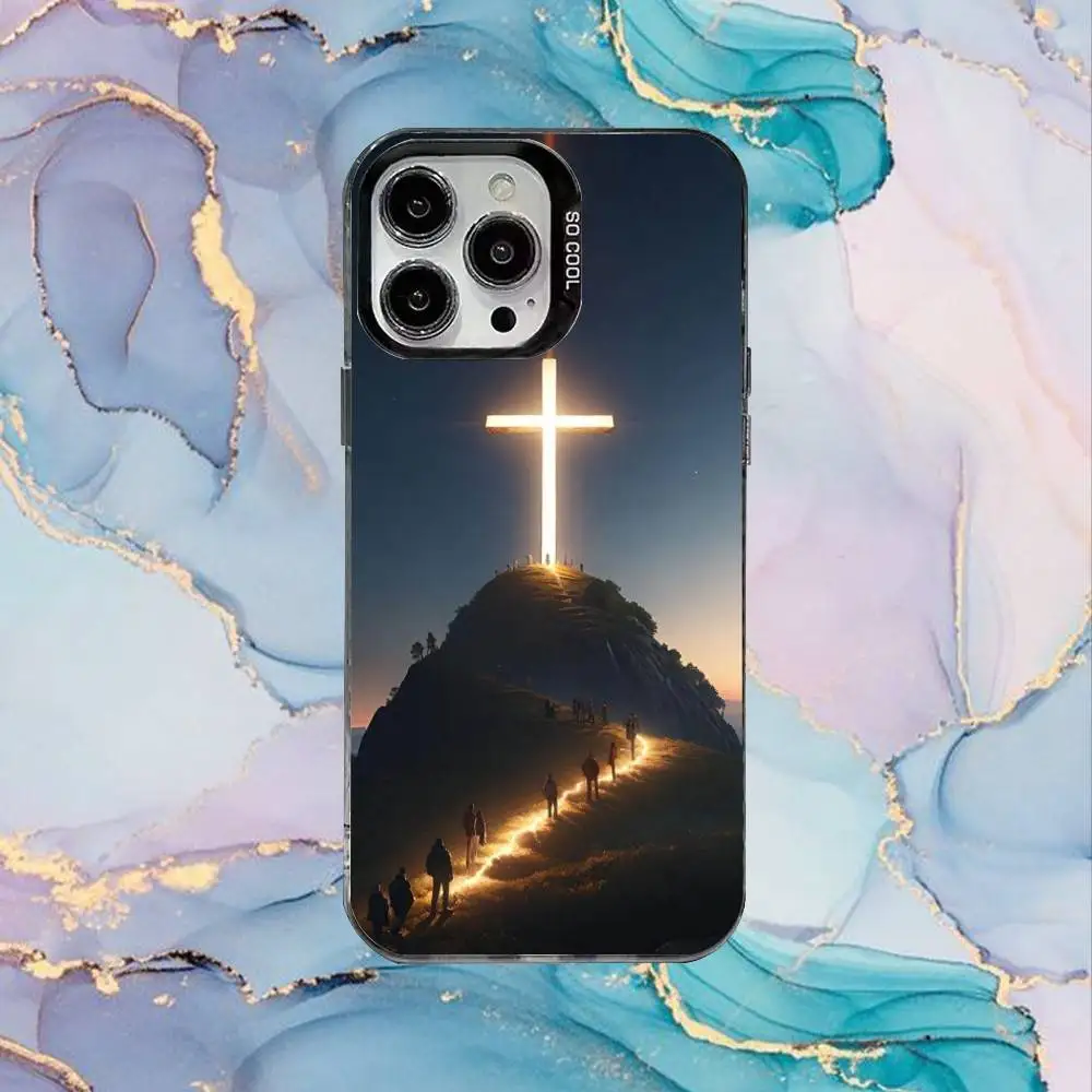 Чехол для телефона Orthdox Cross Icon для iPhone 17,16,15,14,13,12,11 Plus, Pro Max, черный матовый противоударный чехол Candy