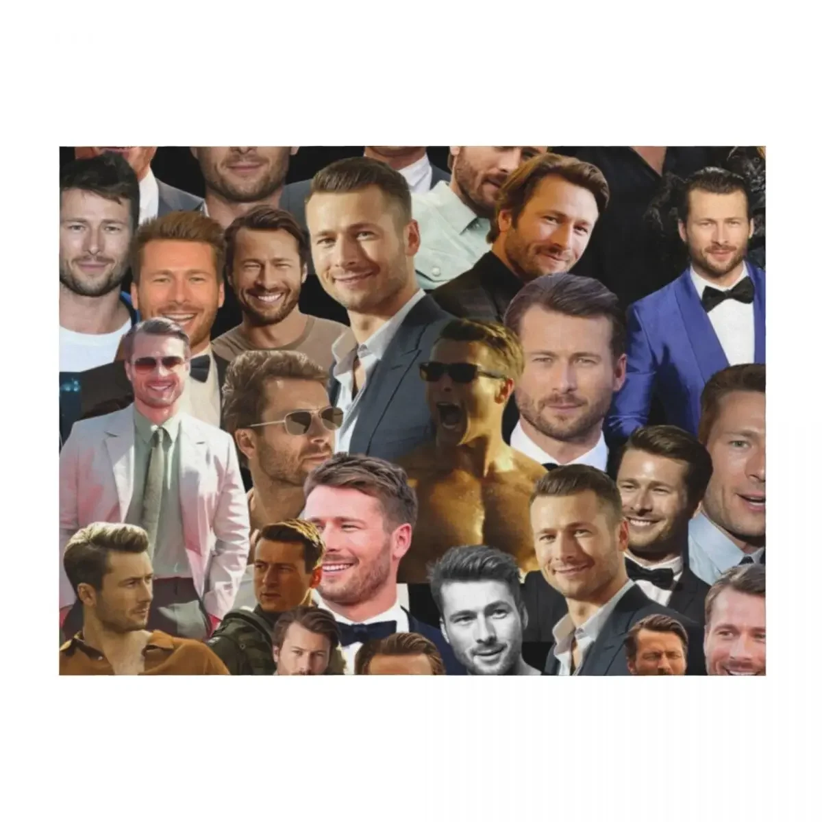 

glen powell photo collage Throw Blanket Plaid Kid'S Soft Beds heavy to sleep Blankets