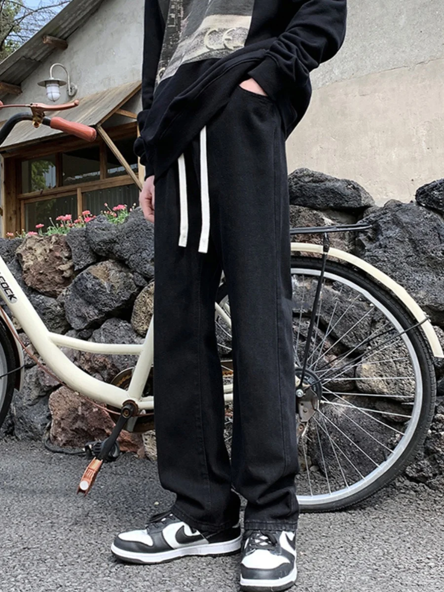 

Slim Fit Straight Leg Bla Jeans Men's Summer Thin High Street Vintage Casual Pants Wear Resistant Cotton Polyester Blend