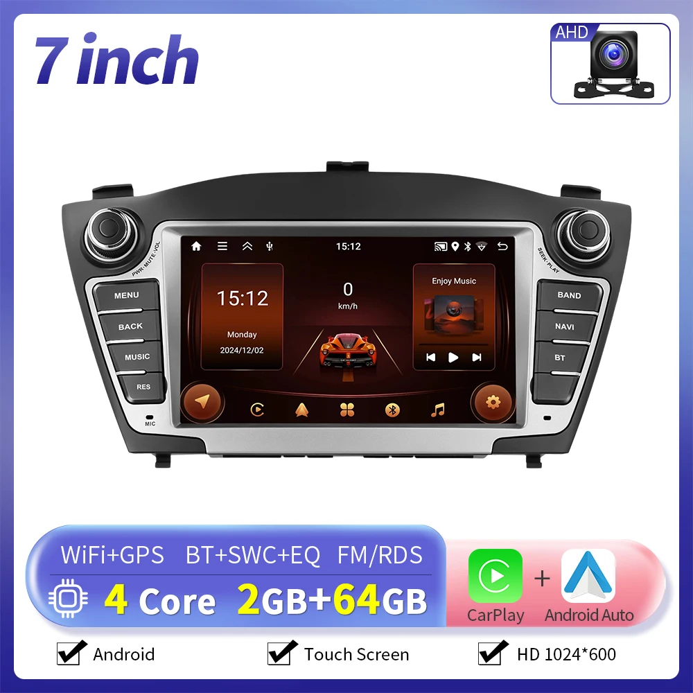Camecho 2 + 64G Autoradio Voor Hyundai Tucson/IX35 2009-2015 Multimedia Speler Draadloze Carplay Android Auto GPS Stereo Wifi RDS