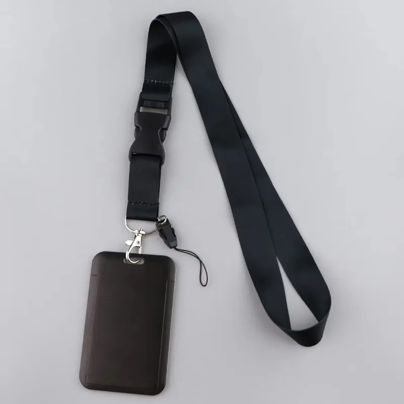 Black Lanyards Keys Chain ID Credit Card Cover Pass Mobile Phone Charm Neck Straps Badge Holder Accessories Gifts