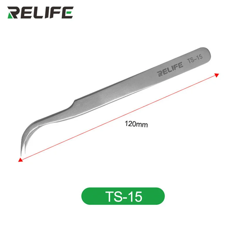 RELIFE TS-11 TS-15 Precision Straight Curved Tweezers for Mobile Phone Repair High Precision Stainless Steel Maintenance Clips