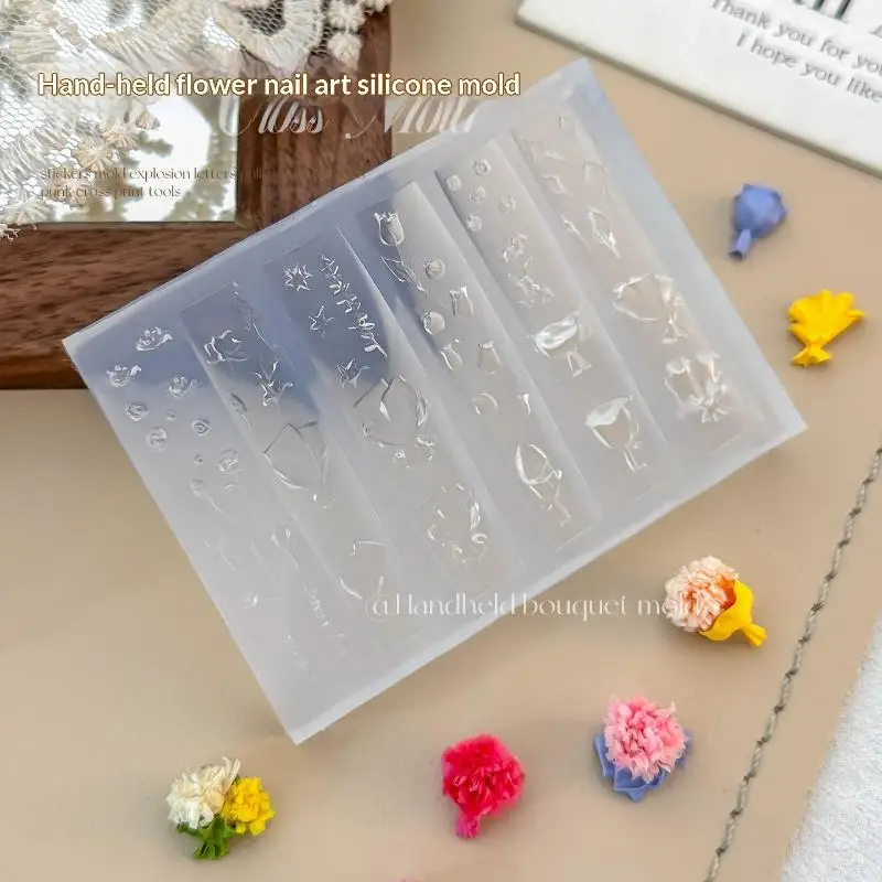 Premium Silicone Nail Mold with Intricate Bouquet Vase Design for Distinctive Nail Art