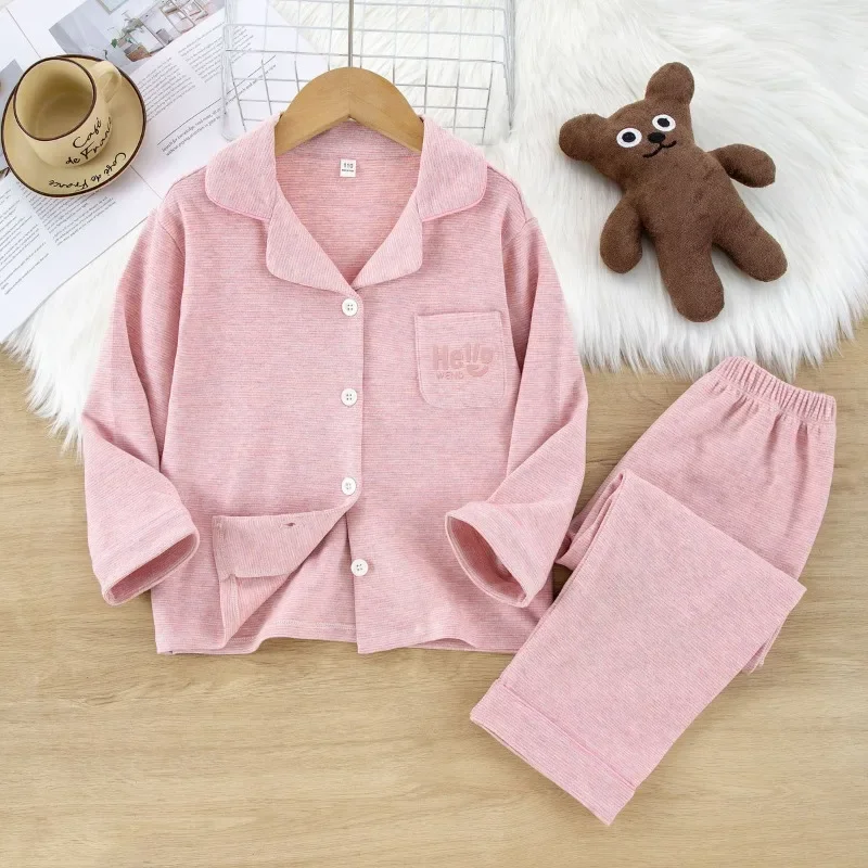 

New spring Kids pajamas set Children's Clothing Girls' home sleepwear long sleeve Cardigan Pants 2PCS cotton Boys' pyjamas sets