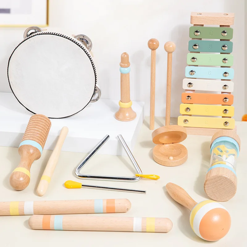 Orff-Conjunto de instrumentos para bebé, juguete educativo de música, desarrollo sensorial, coordinación mano-ojo para niños