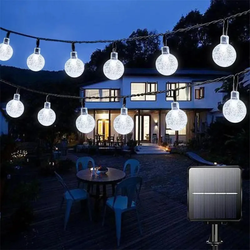 Outdoor Crystal Ball Light Garden Solar Fairy String Lights with 20/30/50/100 LEDs