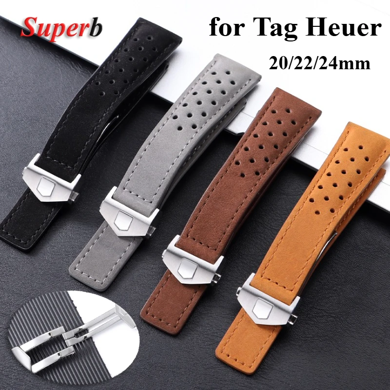 

Cowhide Watch Strap 20mm 22mm 24mm for TAG for HEUER CARERA AQUARACER Soft Bands Men Universal Wristbelt Bracelets