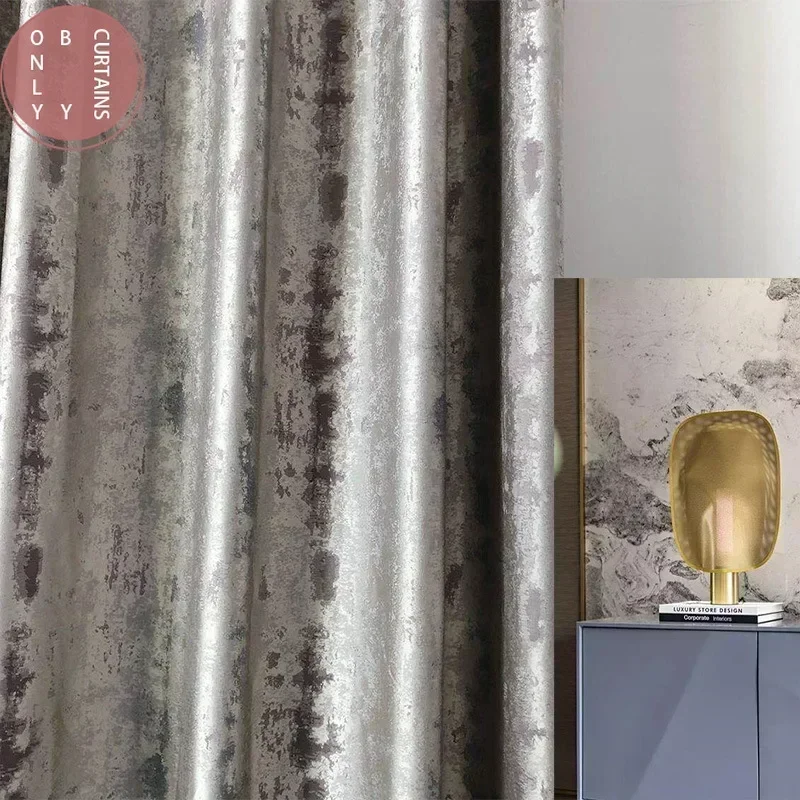 

Luxury Villa Curtains for Living Room Bedroom Windows Blackout Backdrop Modern Minimalist Floor Silver Curtains Simple Jacquard