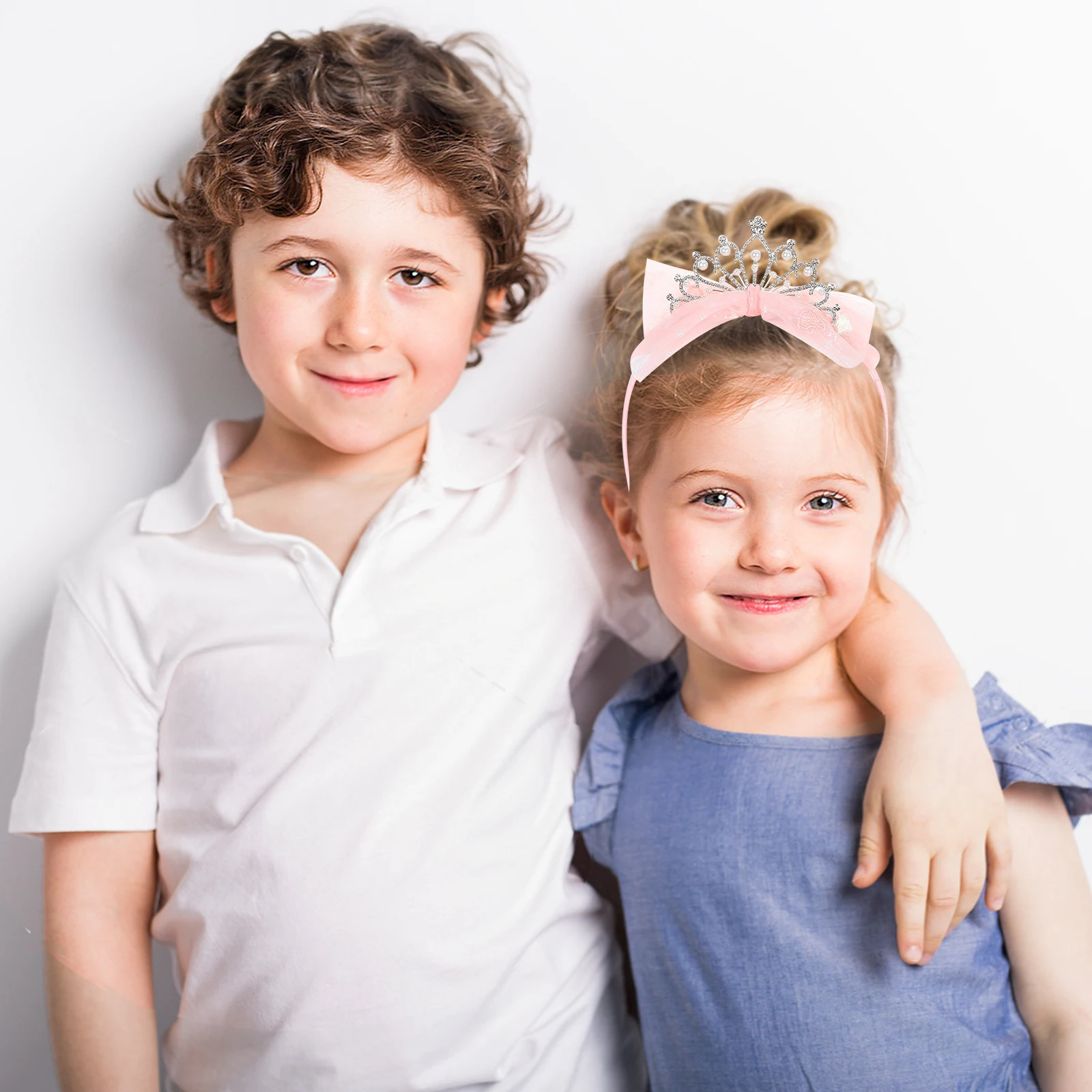 

2pcs Children's Princess Crown Headband Rhinestone Imitation Pearl Party Cute Hair Accessories Headdress Dress