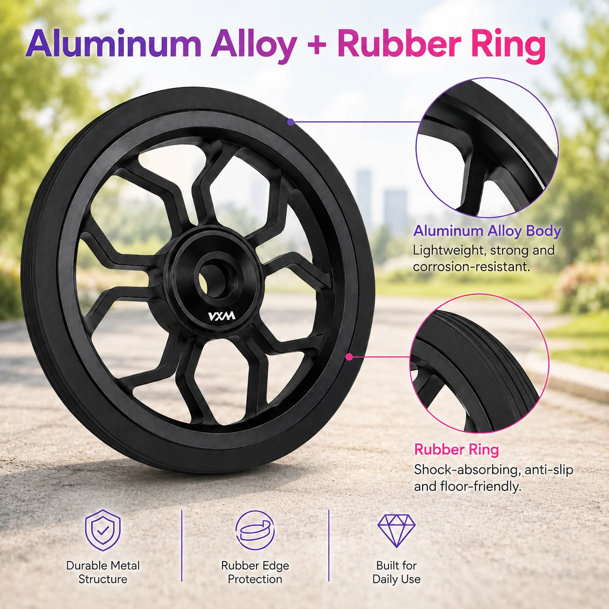VXM 80MM Faltbares Fahrrad Easywheel, großes Easy Wheel aus Aluminiumlegierung, modifizierte, gedichtete Lager-Schubräder für Brompton – Detail 3