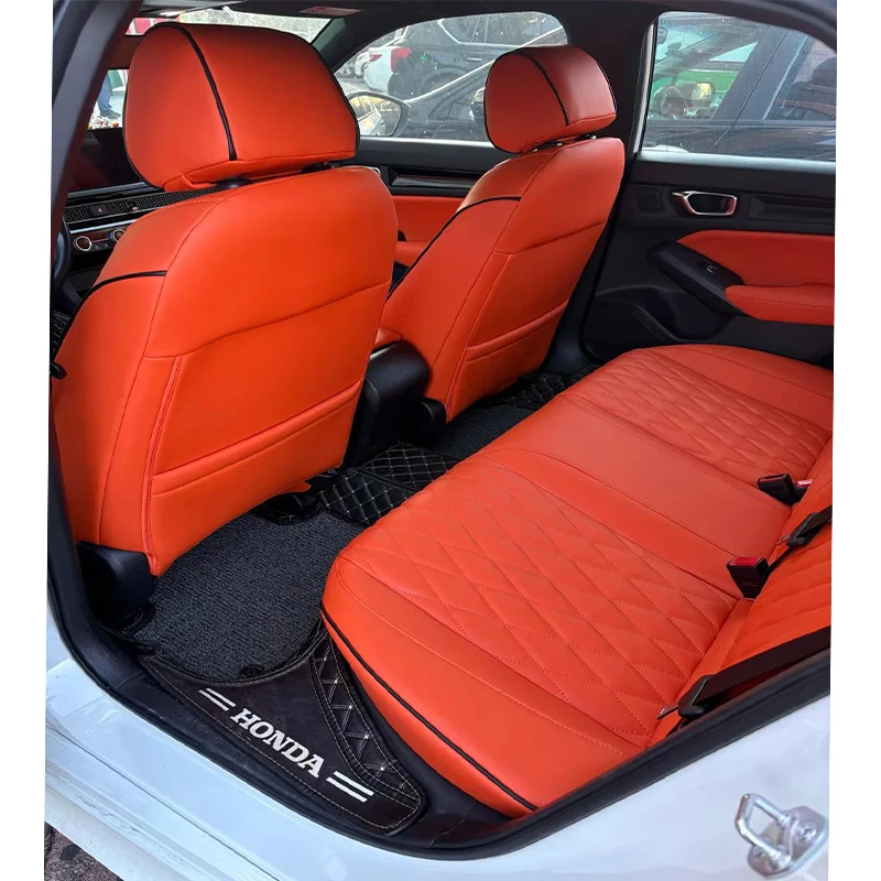For Honda Civic Customize Accessories Car Seat Covers Full Set 2 Rows 5 Seats Top Quality Leather Waterproof Wear-resistant