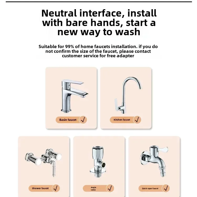 3-in-1 Universal Water Taps New Multifunction Bathroom Attachment Shower Head Copper 360° Rotating Faucet Home Sink Accessories