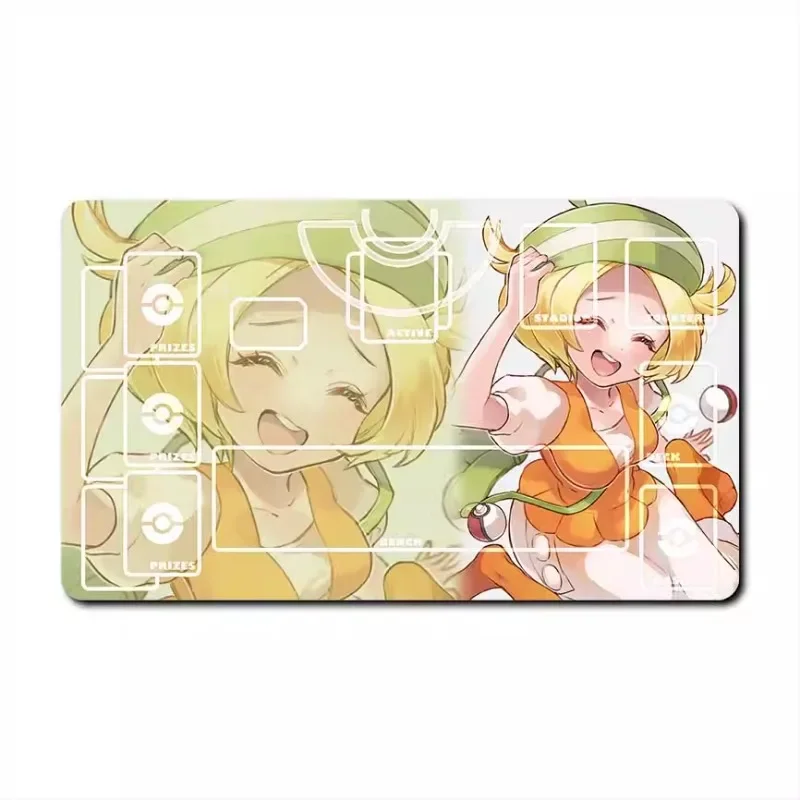 Pokemon PTCG Playmat Dawn Marnie Single Lillie Lisia Iono Erika Table Mat Battle Pad Classics Anime Collection Cards Toy Gift