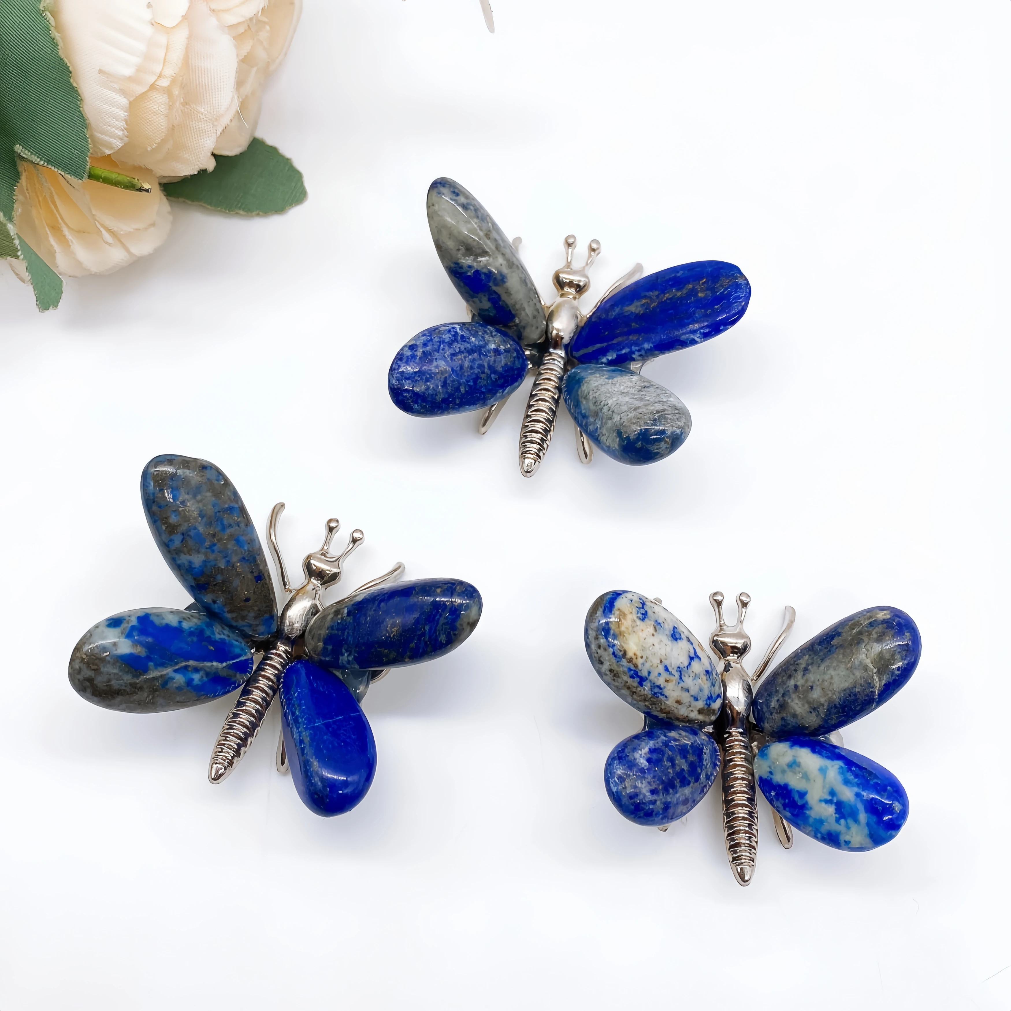 1PC Natural Lapis Lazuli Butterfly Crystal Blue Quartz Stone spar crafts Dragonfly Reiki Healing Home Decor Children Gift