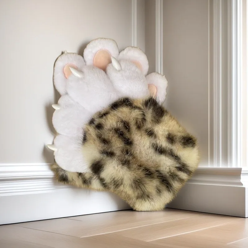 Furry Paw Gloves Squeaky Animal Claws with Nails Soft Plush Cute for Cosplay Fursuit Halloween Party